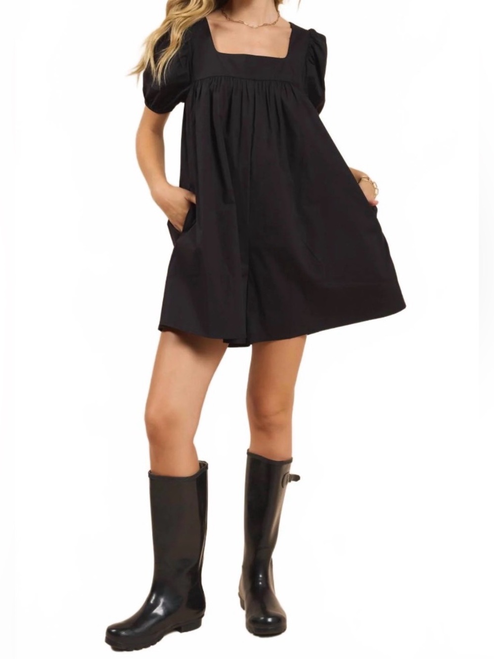 Sadie and Sage Shades On Black Babydoll Romper Size M Oversized Women Coquette